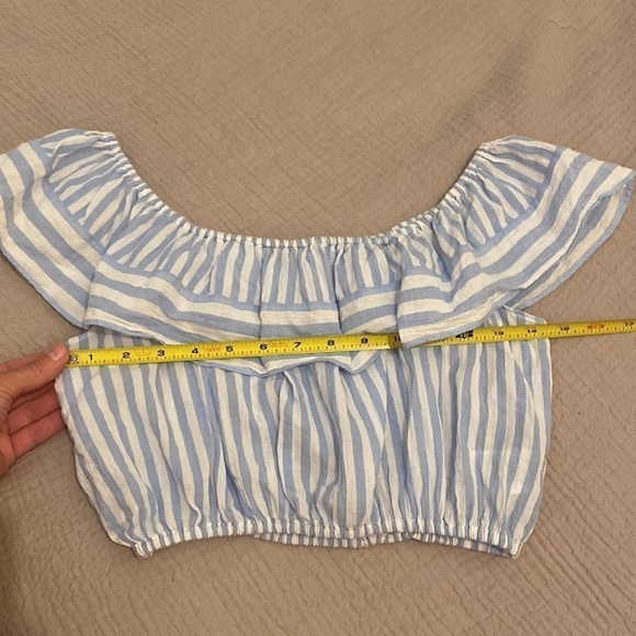 J.Crew off shoulder white and blue cotton crop top . Size S - Picture 9 of 9
